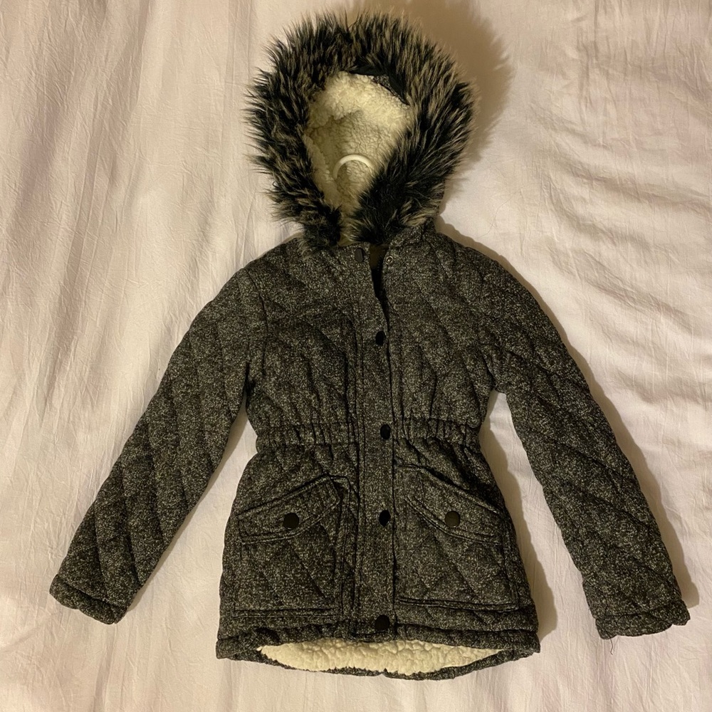 COPY - Me Jane Girls Jacket with Faux Fur Hood. Size 6/6x